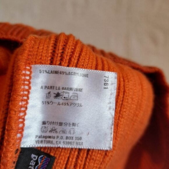 Patagonia child one size 2 tone orange beanie wool blend - Picture 4 of 4